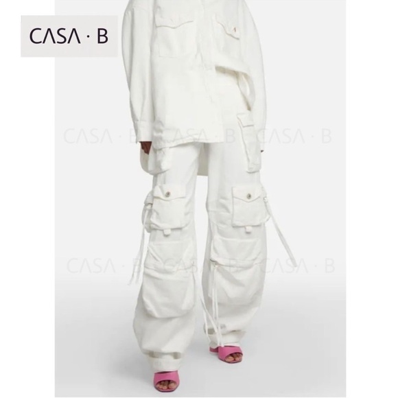 SOON to CASA B| Femme Street Style White Baggy Cargo Denim Wide Womenās Jeans - Picture 5 of 9